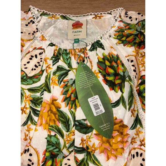 Farm Rio Biriba off white womens cropped fruit print top Size XS NWT - Picture 3 of 5